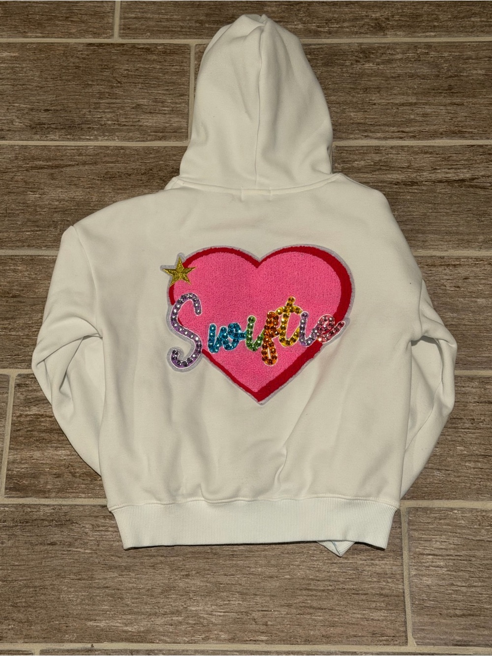 LOLA AND THE BOYS SWIFTIE LOVERS HOODIE PULL OVER SWEATSHIRT RHINESTONE $58